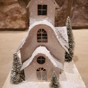 Charming Snowy Village House with Trees